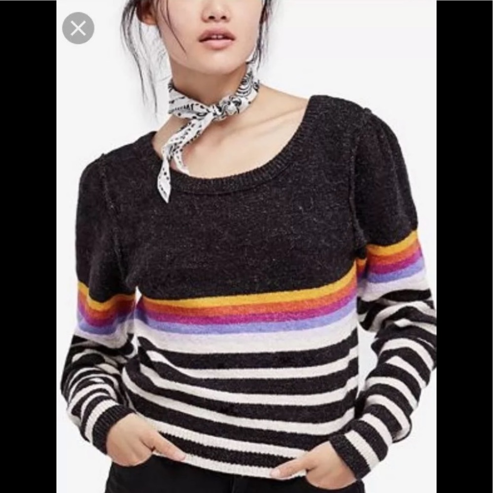 Free people striped sweater black combo S